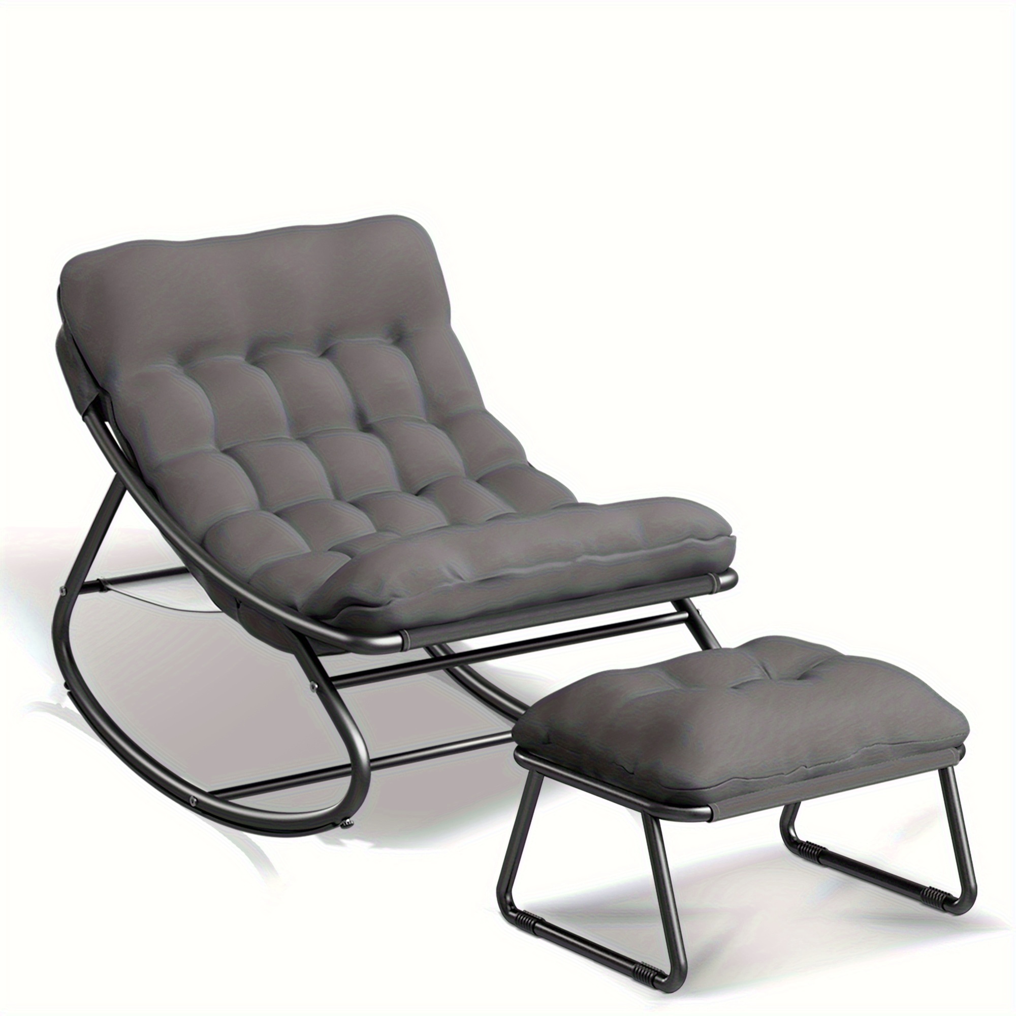 Oversized Rocking Chair with Cushion • Comfy Egg Glider Rocking Chairs Indoor with Footrest • Outdoor Patio Lounge Chair Rocker Chairs for Living Room Bedroom Balcony Porch