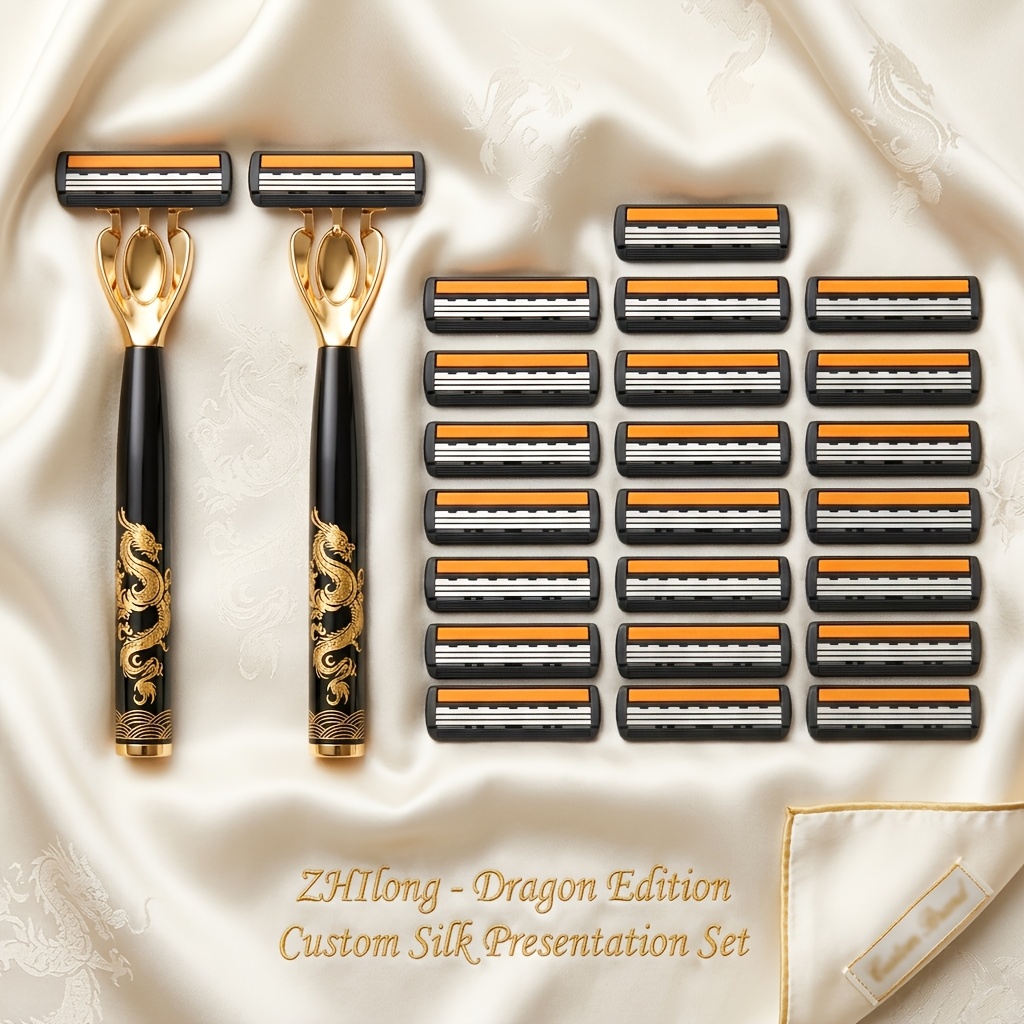 TEMU 2 Black Handle Razors + 24 , Gift Box Not Included. 3-layer Precision Reduce Repeated Shaving. Skin- For Cleaner Shaving And Hair Removal.