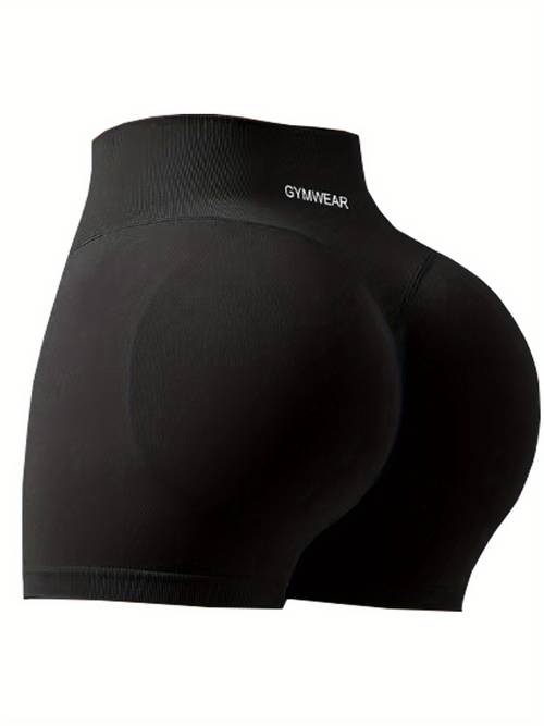 spliced waist embroidered shorts peach solid color breathable three quarter shorts fitness lifting shorts