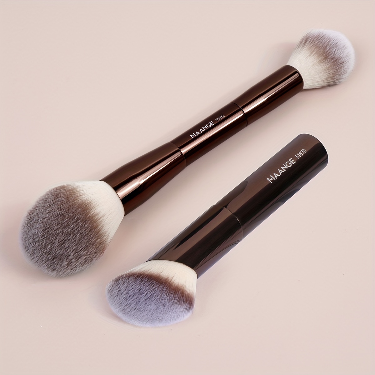 

Maange 2-piece Luxe Makeup Brush Set - Soft Nylon Bristles For Flawless Foundation & Blush Application, Fragrance-free, All Skin Types, Portable Travel Design