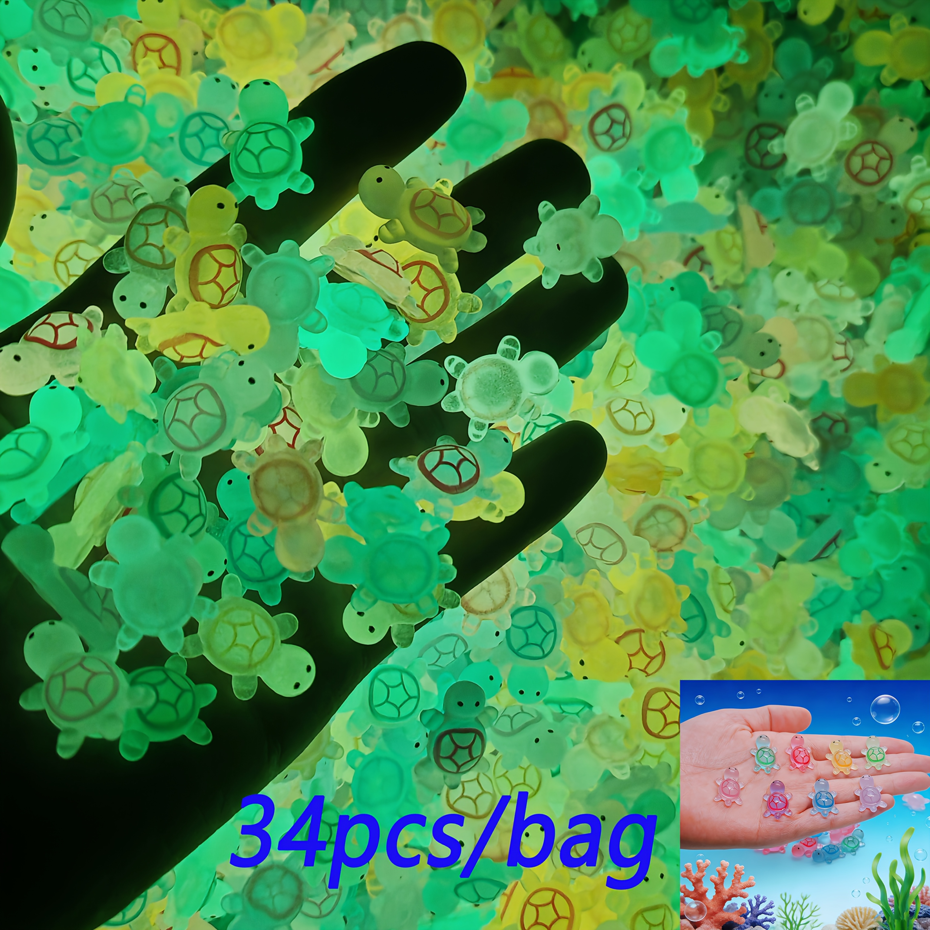 TEMU 34/68pcs. Cute Colorful Resin 3d Luminous . Suitable For As An Aquarium-themed Decorative Item, Decoration For Fish Tanks, Decoration For Home.