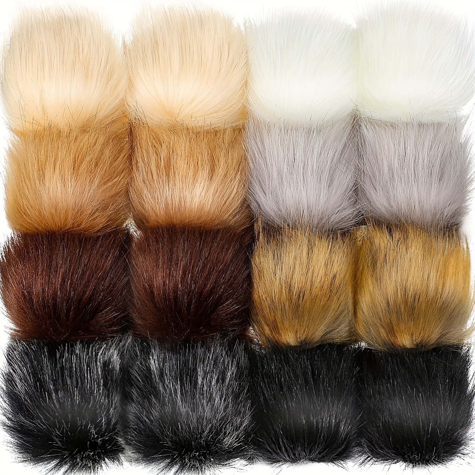 

16pcs Plush Fox Fur Pom Pom Balls Set - Soft, Fluffy & Realistic Fox Fur In Assorted Colors For , Shoes, Hats - Crafting & Embellishing