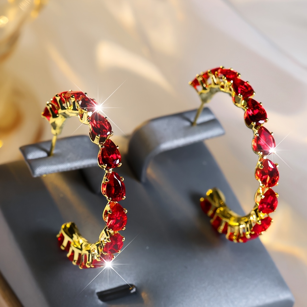 Teardrop-Shaped Full Stone Ultra Sparkle Ear Studs, Valentine's Gift