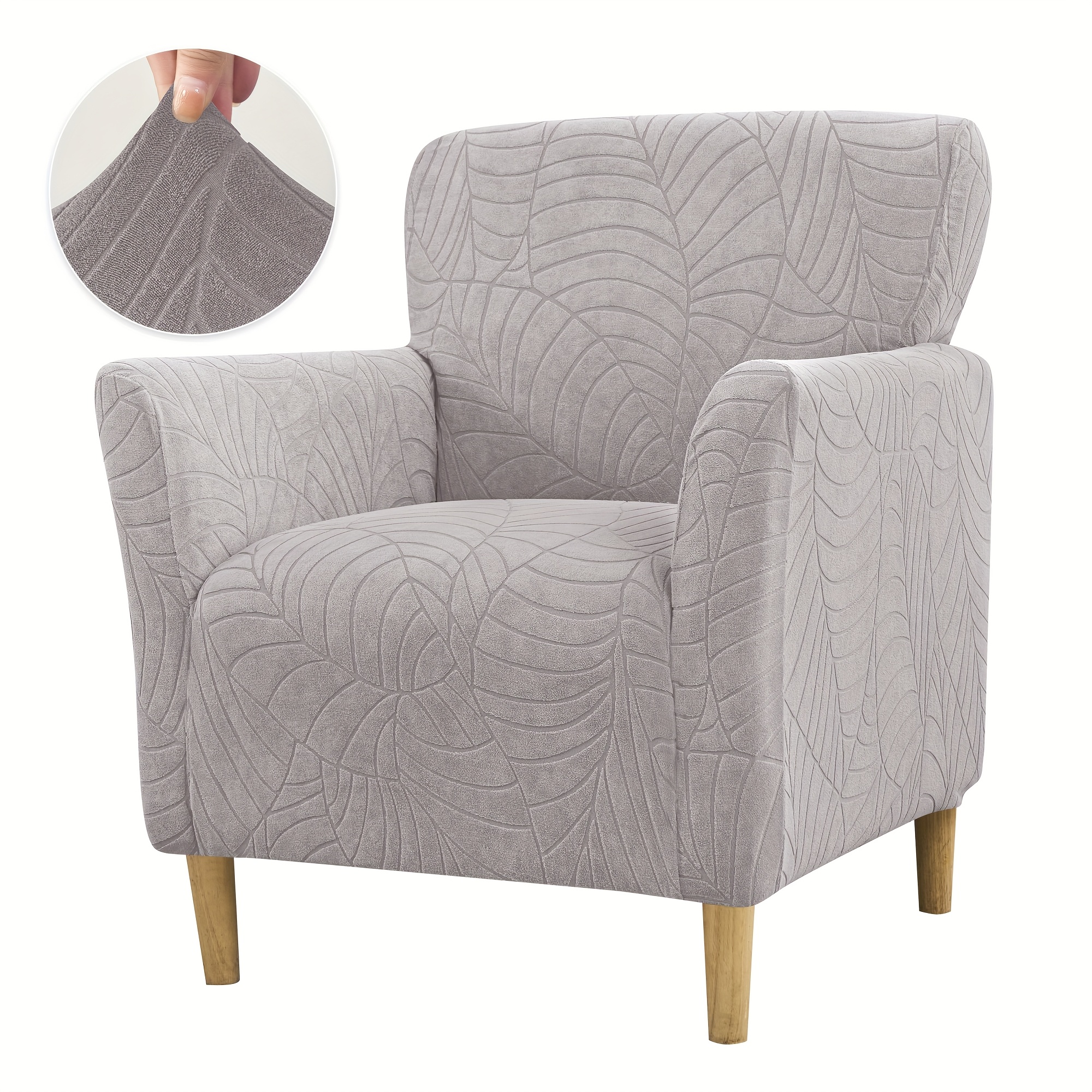 TEMU 1 Housse de canapé chaise de banquet jacquard feuille, Housse de chaise extensible, Housse de chaise douce amovible lavable, Housse de canapé