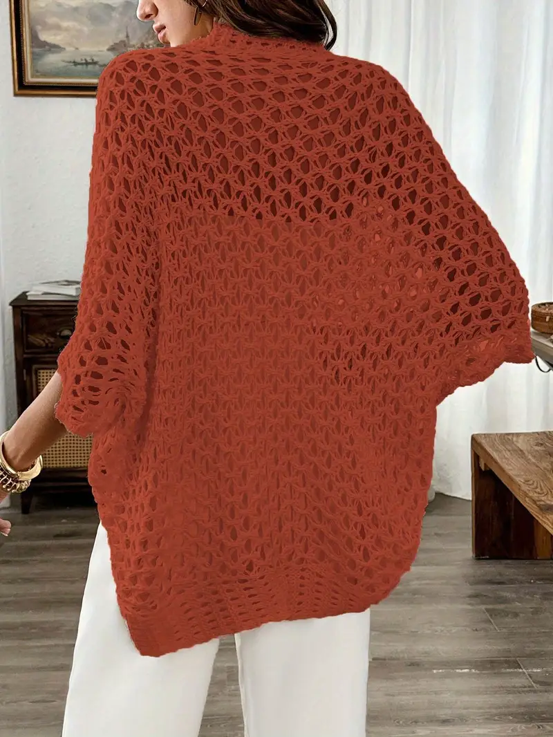 womens elegant open cardigan with batwing sleeves loose fit and lace design for spring and summer details 32