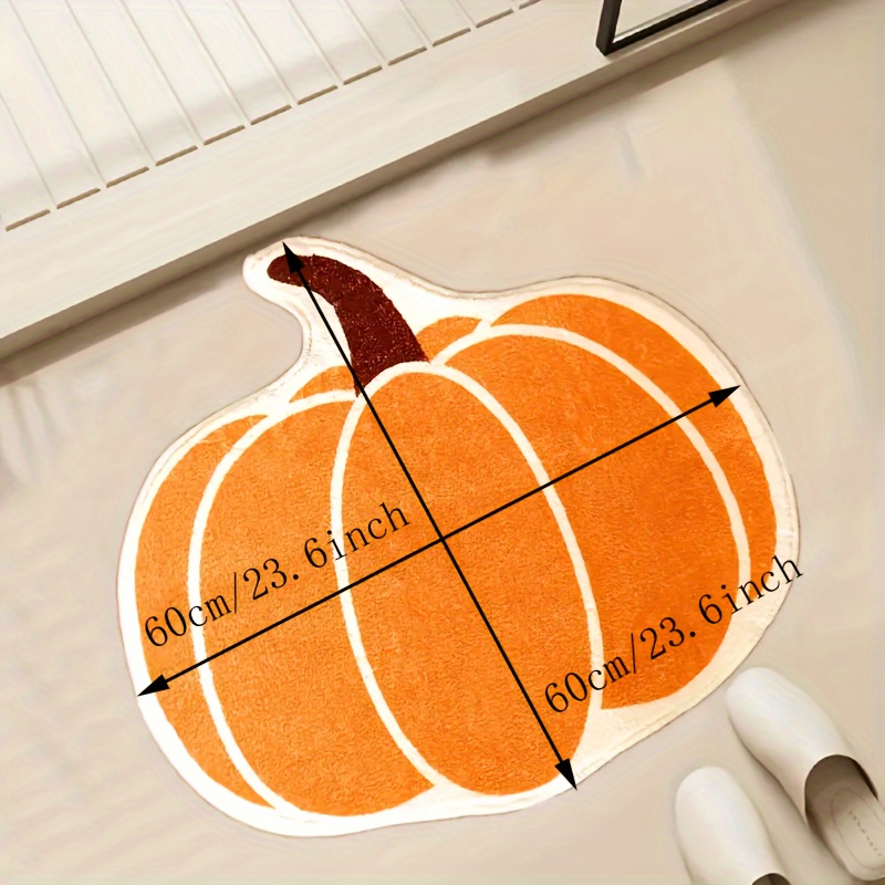 Image of 1pc Cute Pumpkin Pattern Bathroom Anti-slip Mat, Water Absorbent Super Soft Plush Carpet, Suitable For Laundry Room, Doorway, Indoor Decoration, Halloween Decorative Floor Mat, Home Decor