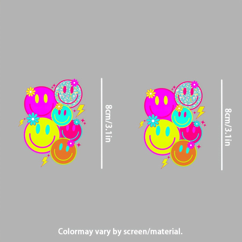 TEMU Diy Heat Transfer Iron On, Heat Transfer Sticker, For Clothing, For Fabric, For Tote Bags, Vibrant Colors Colorful Faces With Daisy Flowers