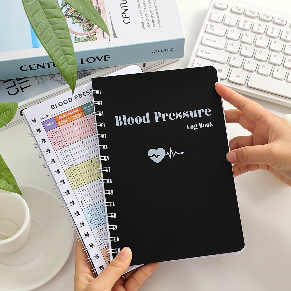 

Spiral-bound Blood Pressure Logbook - 48 Sheets, Daily Monitoring & For Bp, Heart Rate & Medication -