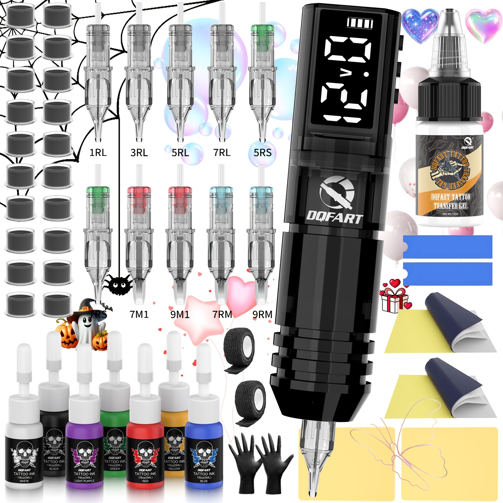 Dqfart, Complete Wireless Tattoo Gun Kit, Complete Tattoo Kit, -one Tattoo Machine, Includes Tattoo Practice Ink And Needles, Full Set Of Tattoo Equipment, Tattoo Kit Suitable For Beginners, For .