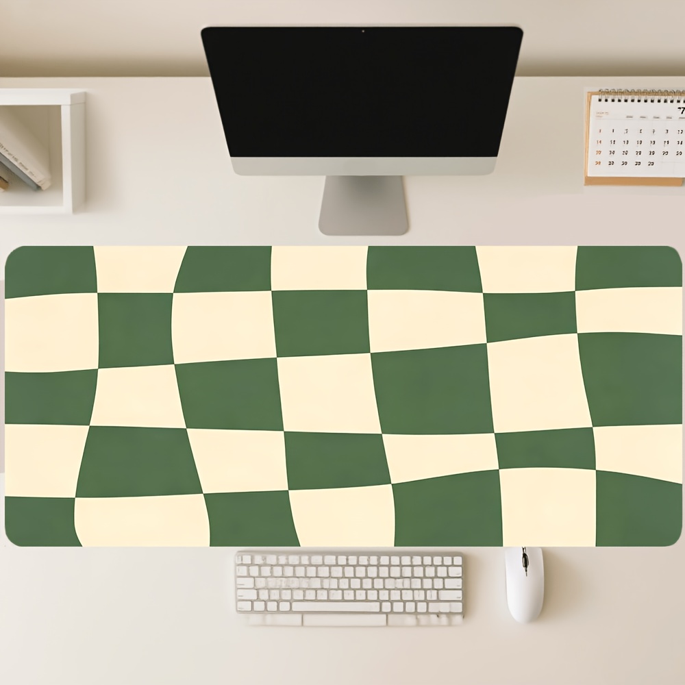 TEMU Snowflake Mouse Pad, Oversized 2d Flat Gaming Mouse Pad, Desktop Decoration And Office Supplies. This Adorable Green And White Checkered Mouse
