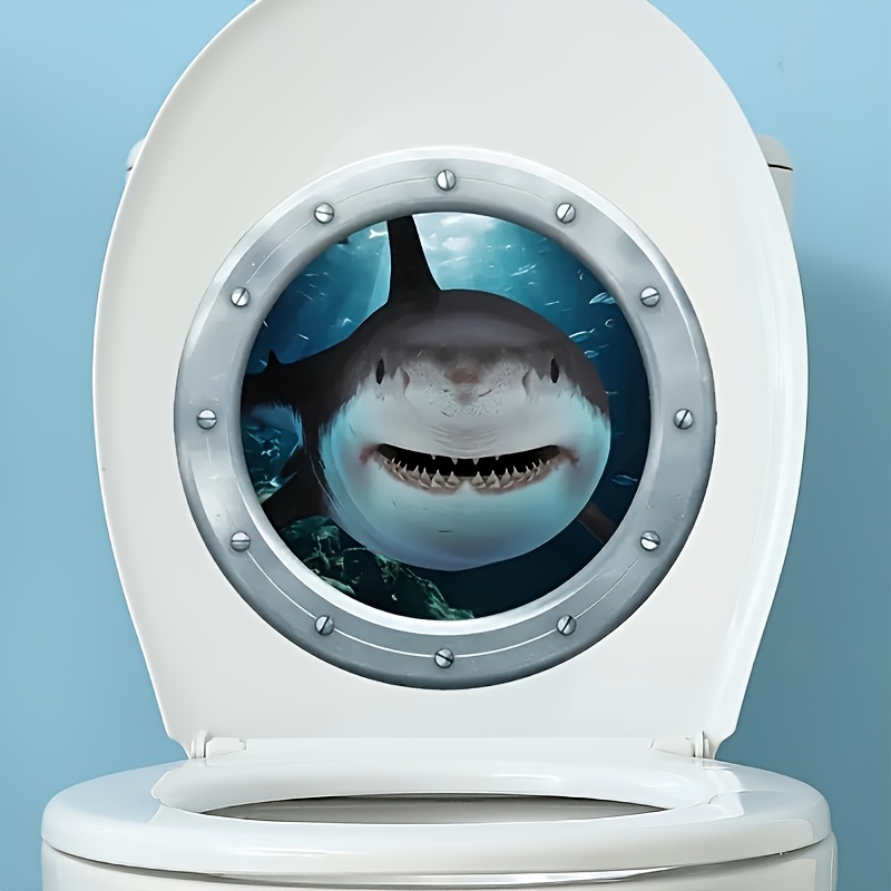 1pc Shark Self-adhesive Matte Toilet Seat Decals - Ceramic Compatible Bathroom Decals, Wall Decals, Bathroom Decals, Window Decals, Room Creative Decor