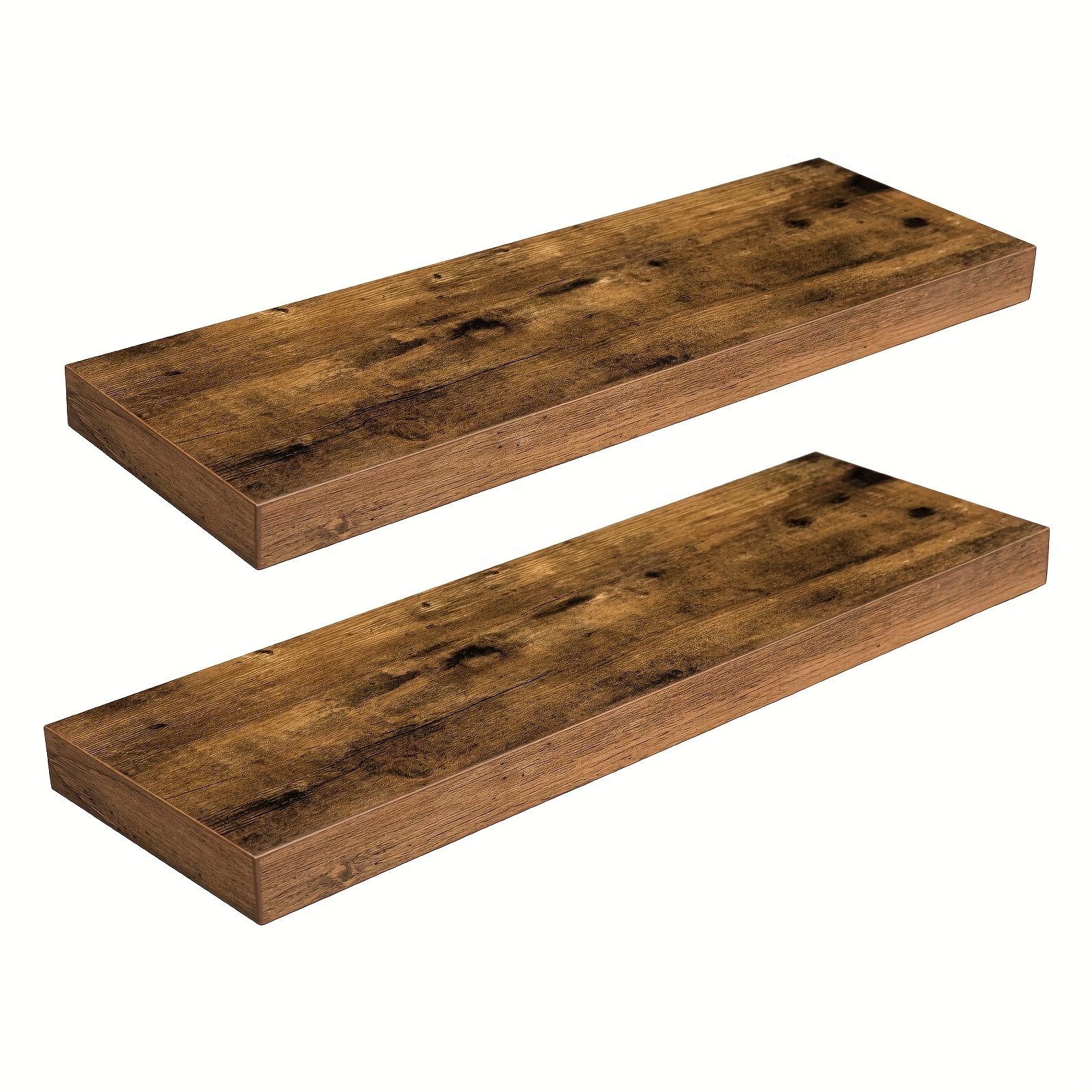 Image of Set Of 2 Wall-mounted Floating Shelves With An Invisible Bracket Design, Measuring 60 Cm In Length, Ideal For Use In Bathrooms, Bedrooms, Toilets, Kitchens, Offices, And Living Rooms, Featuring A End