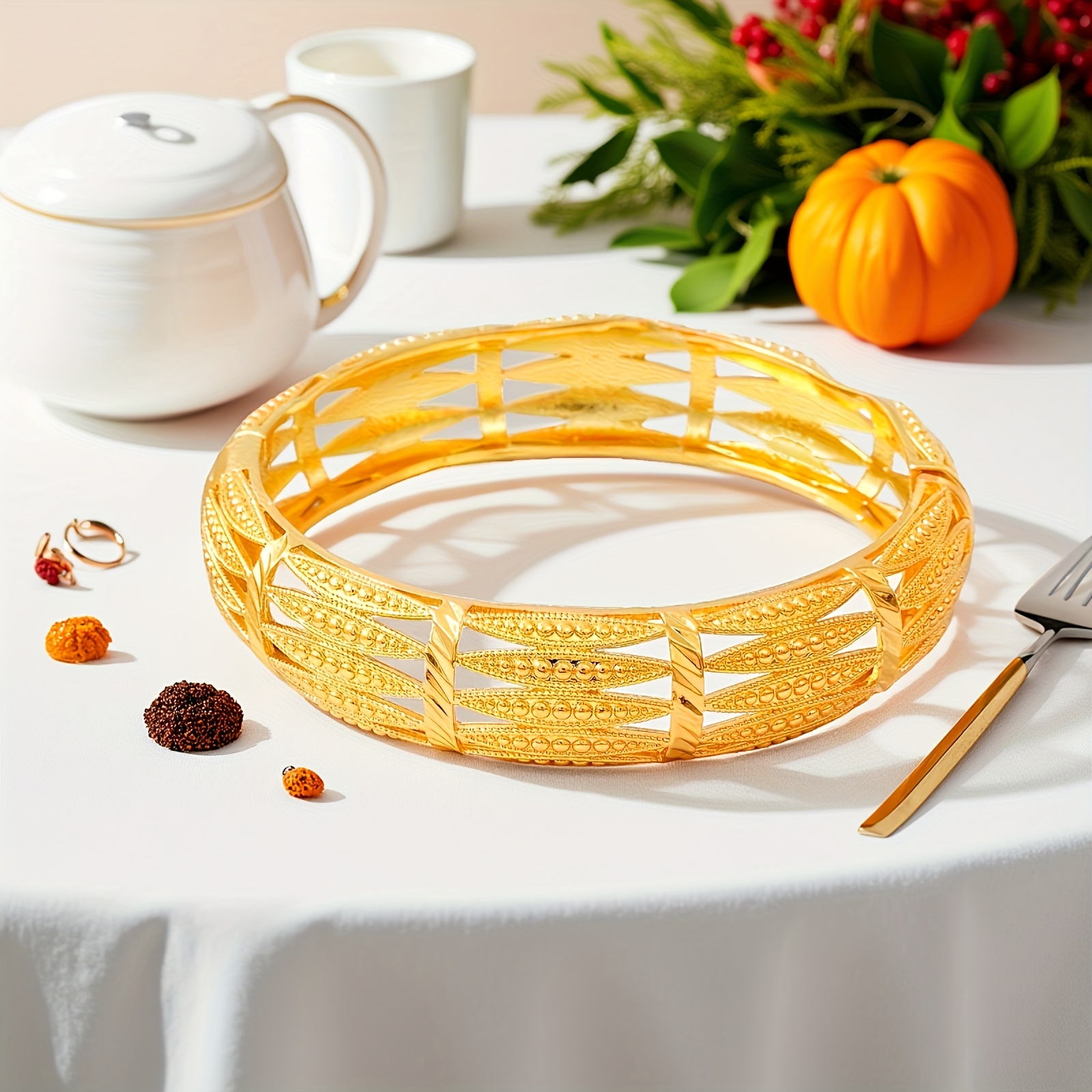 3pcs Golden Plated Open Bangle for Daily Wear and Occasions