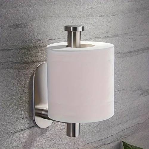 self toilet paper holder wall mount no drill installation modern plastic tissue roll organizer for kitchen bathroom multipurpose storage for paper towels wrap towels