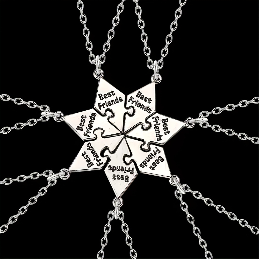 

7pcs/set Best Friend Necklaces, Creative Pentagram Pendant Alloy Accessories, Friendship Necklace For Men And Women, Fashion Jewelry Gift