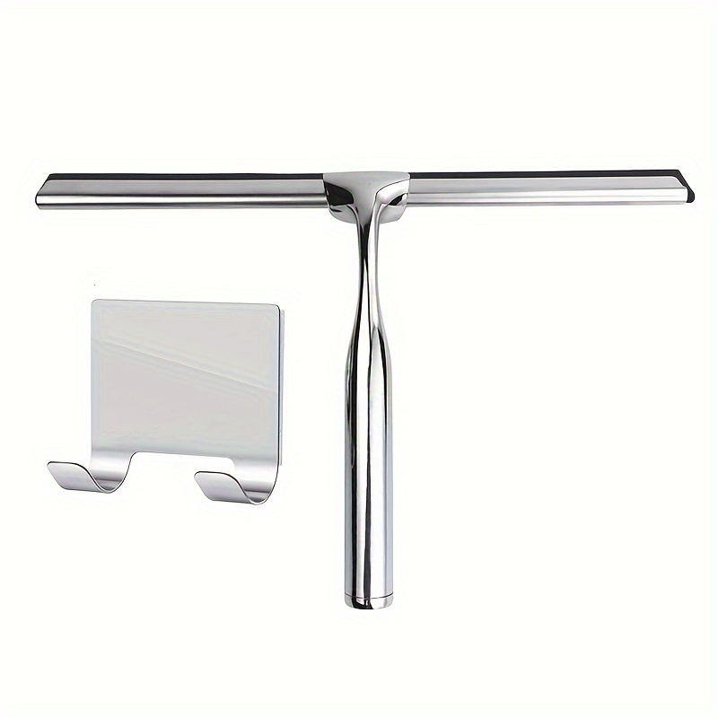 TEMU Stainless Steel Handheld Shower Squeegee With Hook Glass Wiper Household Cleaning Squeegee Window Squeegee Water Removal Scraper Suitable