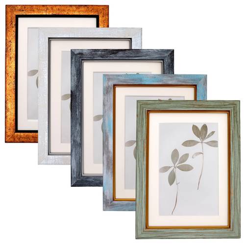 set of 5 5x7 vintage picture frames rustic retro design with tempered glass ideal for wall and tabletop decoration for halloween and christmas