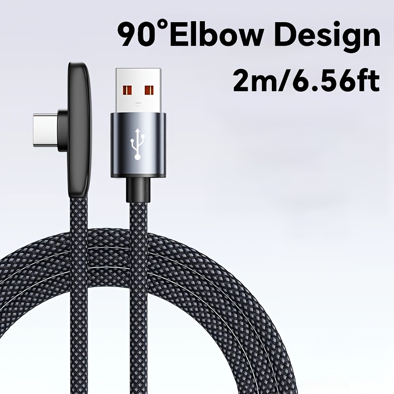 Image of 66w Right Angle 90 Degree Elbow Usb To Type C Cable Fast Charging Data Cord For Huawei For Oppo For Vivo Usb C Gaming Cable Nylon Braided Wire
