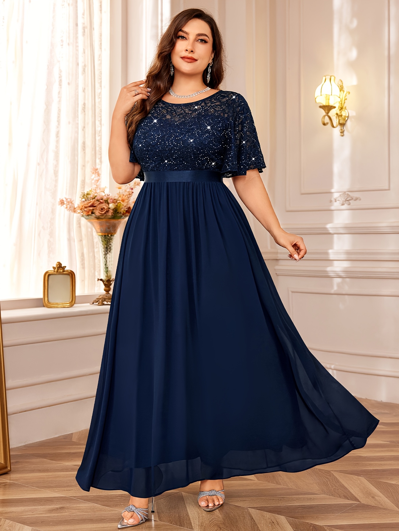 Long Sleeve Navy Blue Plus Size Bridesmaid Dresses Royal Blue Navy Blue  Bridesmaid Dresses Plus Size
