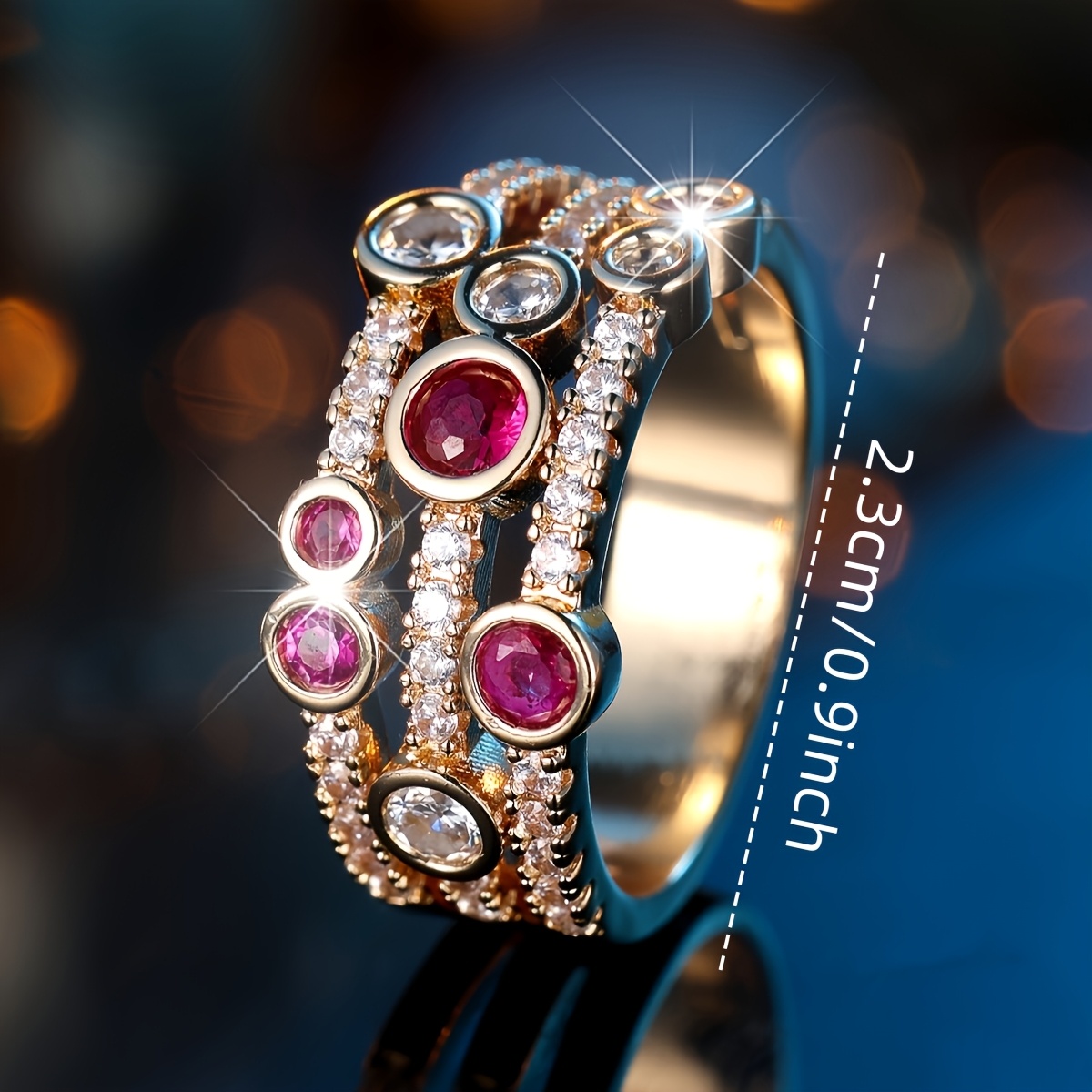 Bohemian Copper Inlaid Zirconia Ring, Unisex Fashion