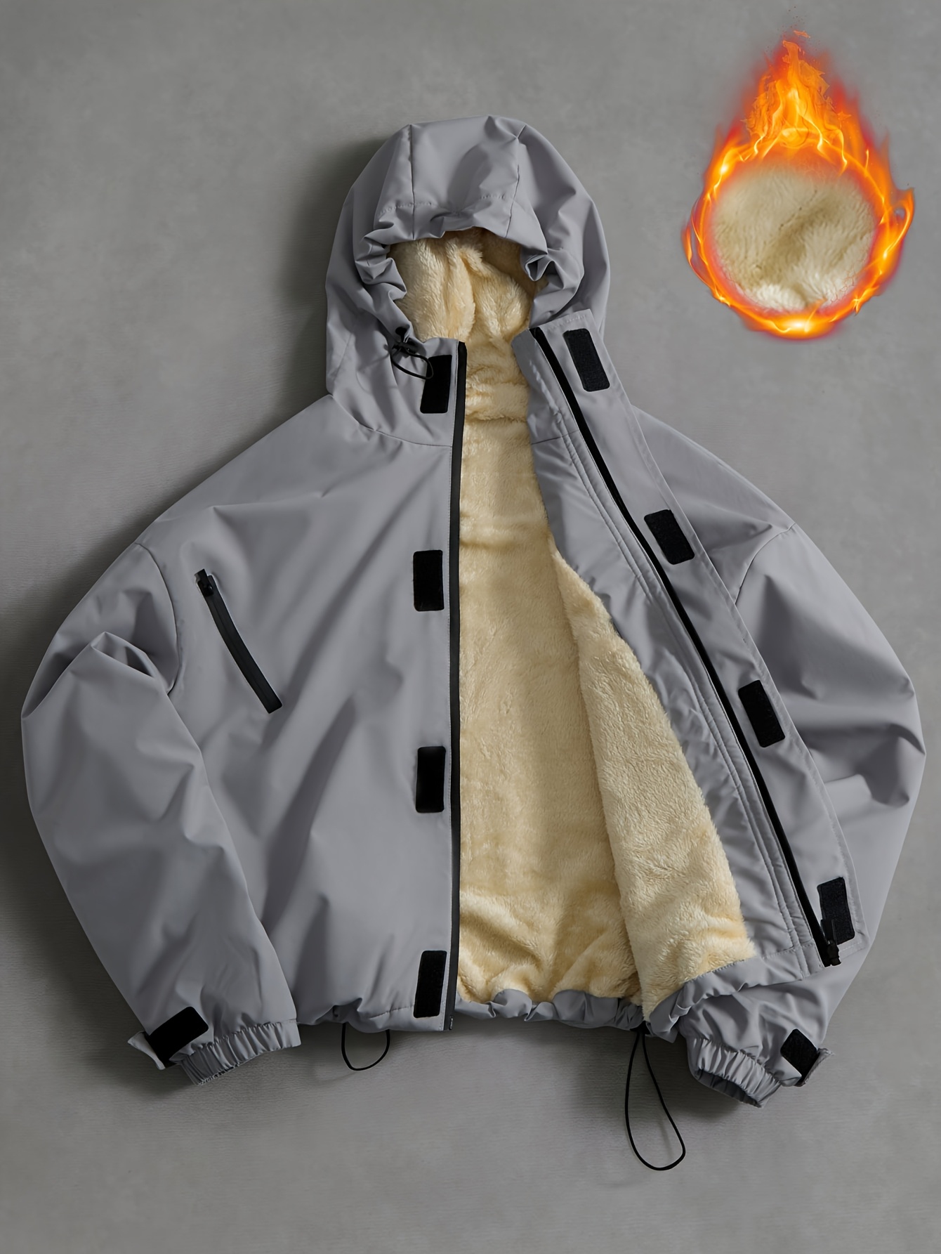 herren fleecejacke mit kapuze, modische warme fleece hoodie, bequeme lockere kapuzenjacke mit kordelzug, herrenmode für herbst und winter, lässige herren kapuzenjacke mit  ,   für herbst und winter, geschenk - ideal zum skifahren