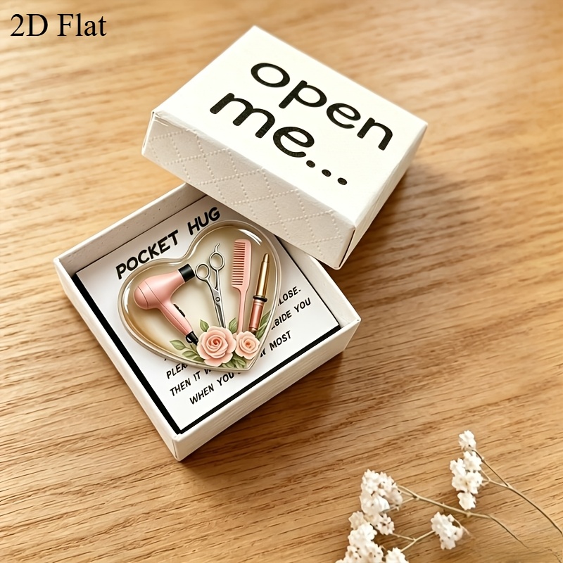 TEMU Acrylic Hairdresser Heart-shaped Box Gift, Surprise Box, Gift Packaging Box - With Mini Greeting Card, Acrylic Decor For Hairdresser, Gift For