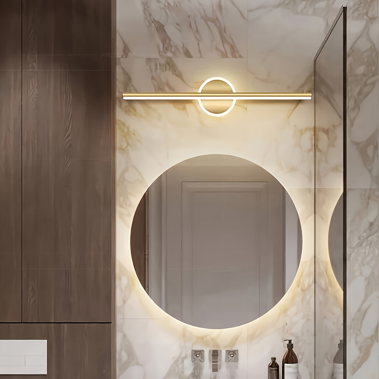 1pc Easy Wall Lamp Luxury Home Decor Modern LED Mirror Wall Light, Home Decoration Lighting Minimalist Mirror Light Decorative Fixture Warm 4000K Mirror Wall Lamp Black/Golden, Suitable for Bedroom Study Living Room Lighting