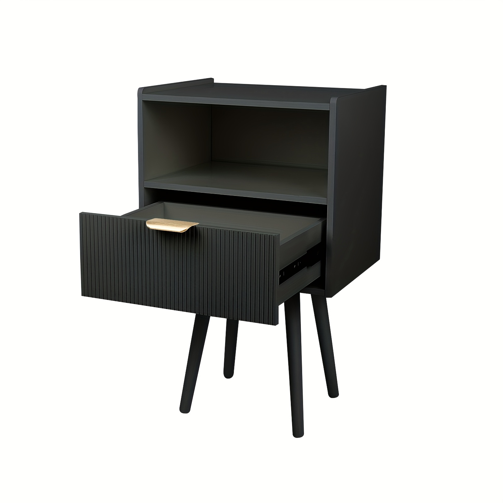 Bedside Table With Drawers, Bedside Table With Legs, Bedside Table, Bedside Drawer Chest, 42x30x65cm, Black