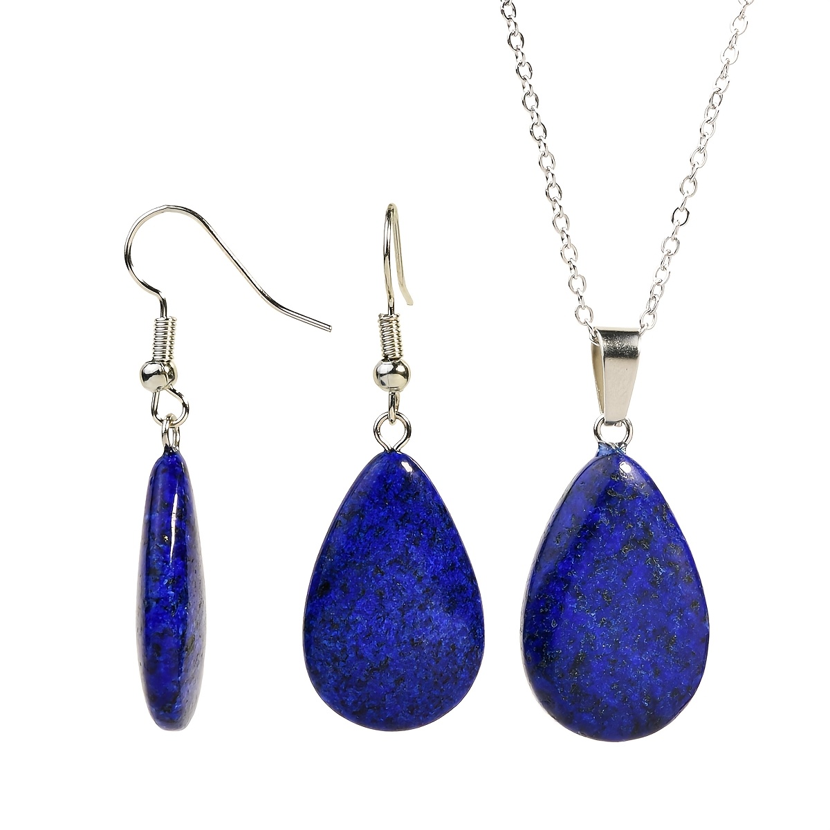 E-shop 3-teiliges -Naturstein-Halskette mit Tropfen, Ohrringe, Böhmische Damen Exquisite Trendige Handgefertigte Schmuck