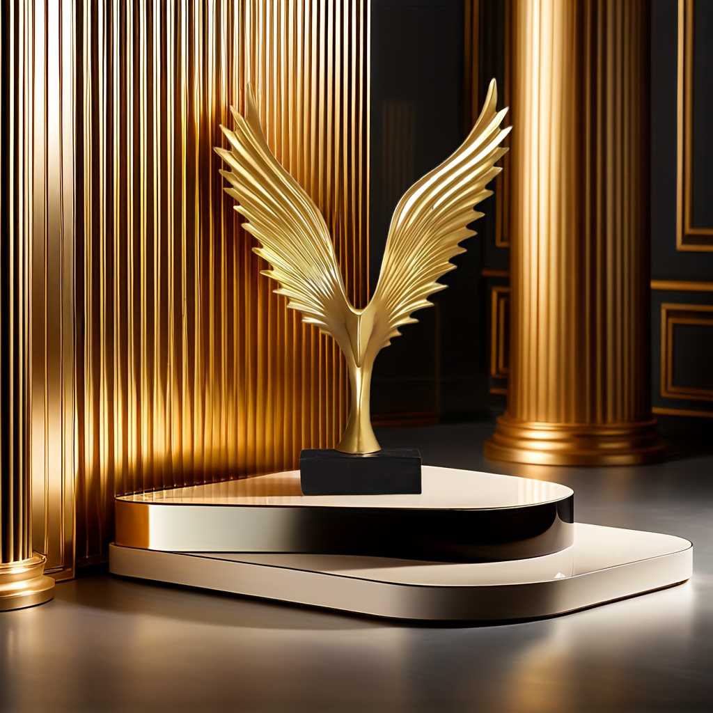 1pc Golden roc with Spread Wings Resin Statue, Modern Minimalist Abstract Desk Sculpture for Home, Office, Living Room, Bedroom, Indoor Decor, No Electricity Needed, Bookshelf Decoration
