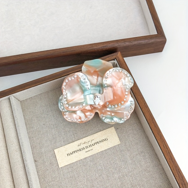 1pc bohemian floral   hair clip acetate marble glitter hairpin with sparkling   medium size hair accessories for women beach travel party valentines gift   teal   red cute hair accessories luxury aesthetic vibrant   Product details 6