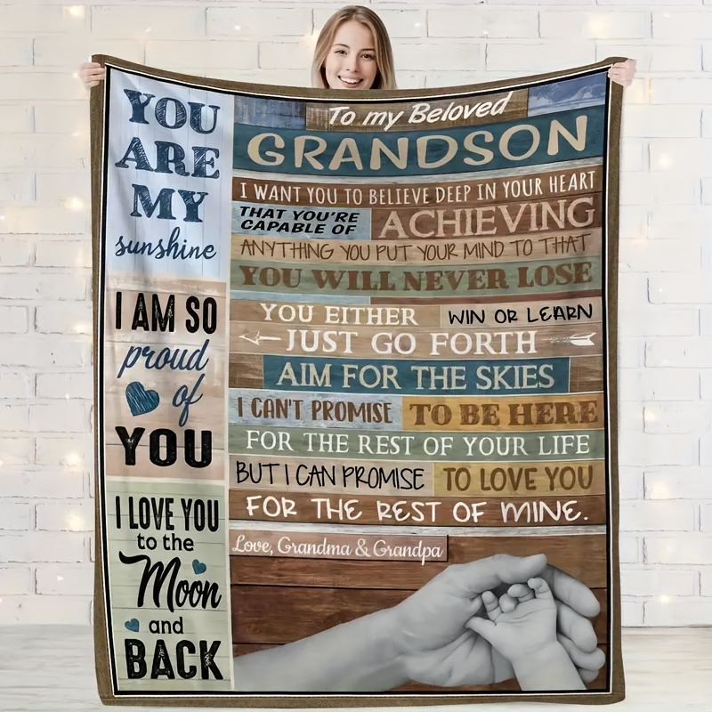 

Cozy Flannel Blanket From Grandma And Grandpa: The Perfect Gift For Your Grandson - Soft And Warm Throw Blanket For Couch, Bed, And Sofa