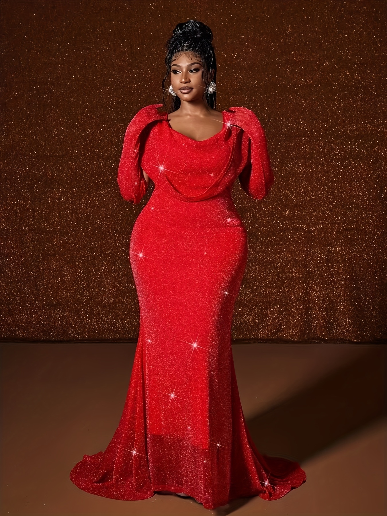 plus size womens sparkling hooded evening dress plus size - Temu