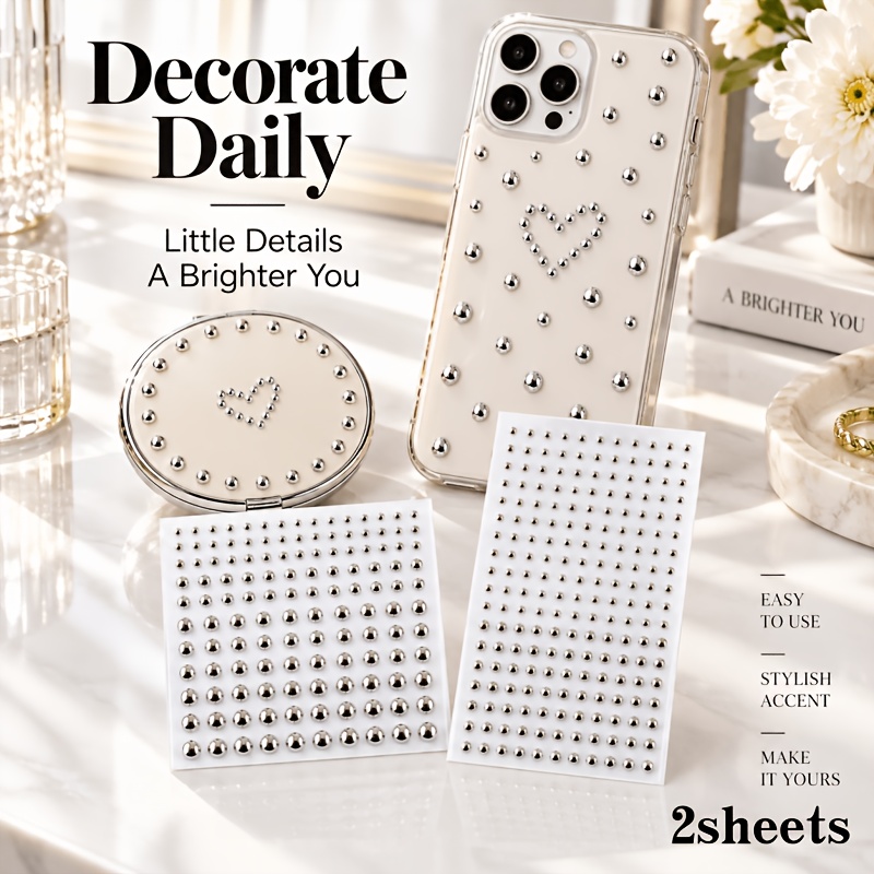 TEMU 345pcs Silvery Round Ball Rhinestone Face Gems Rhinestone Stickers, 2 Sheets Of Round Gem Stickers, Shiny Y2k Party Makeup Diy Decoration,