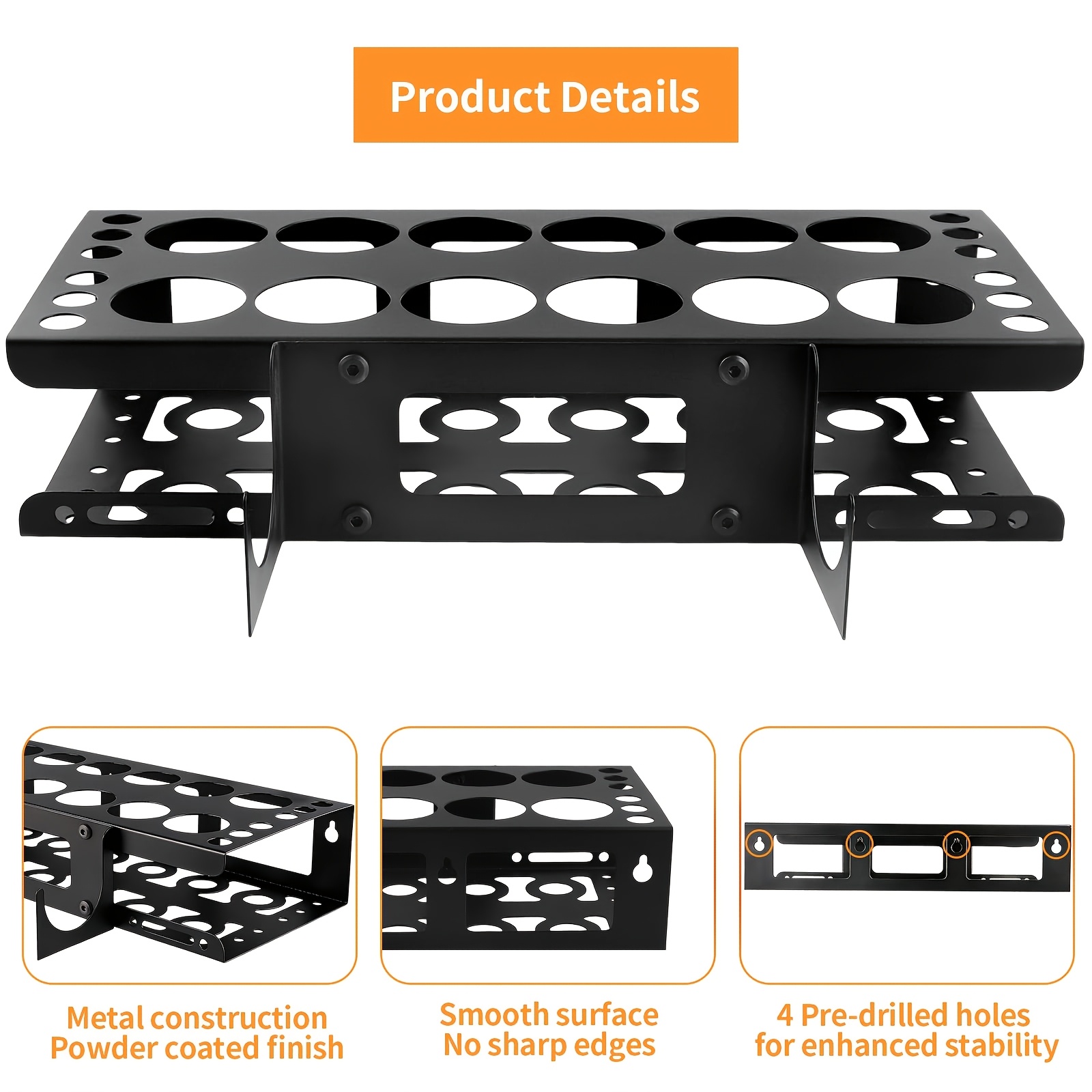 12 Slots Caulking Gun And Tubes Holder, Wall Mount Caulk Tubes Storage Rack, Metal Caulking Tools Organizer For Garage, Workshop, Work Van, Storage Racks