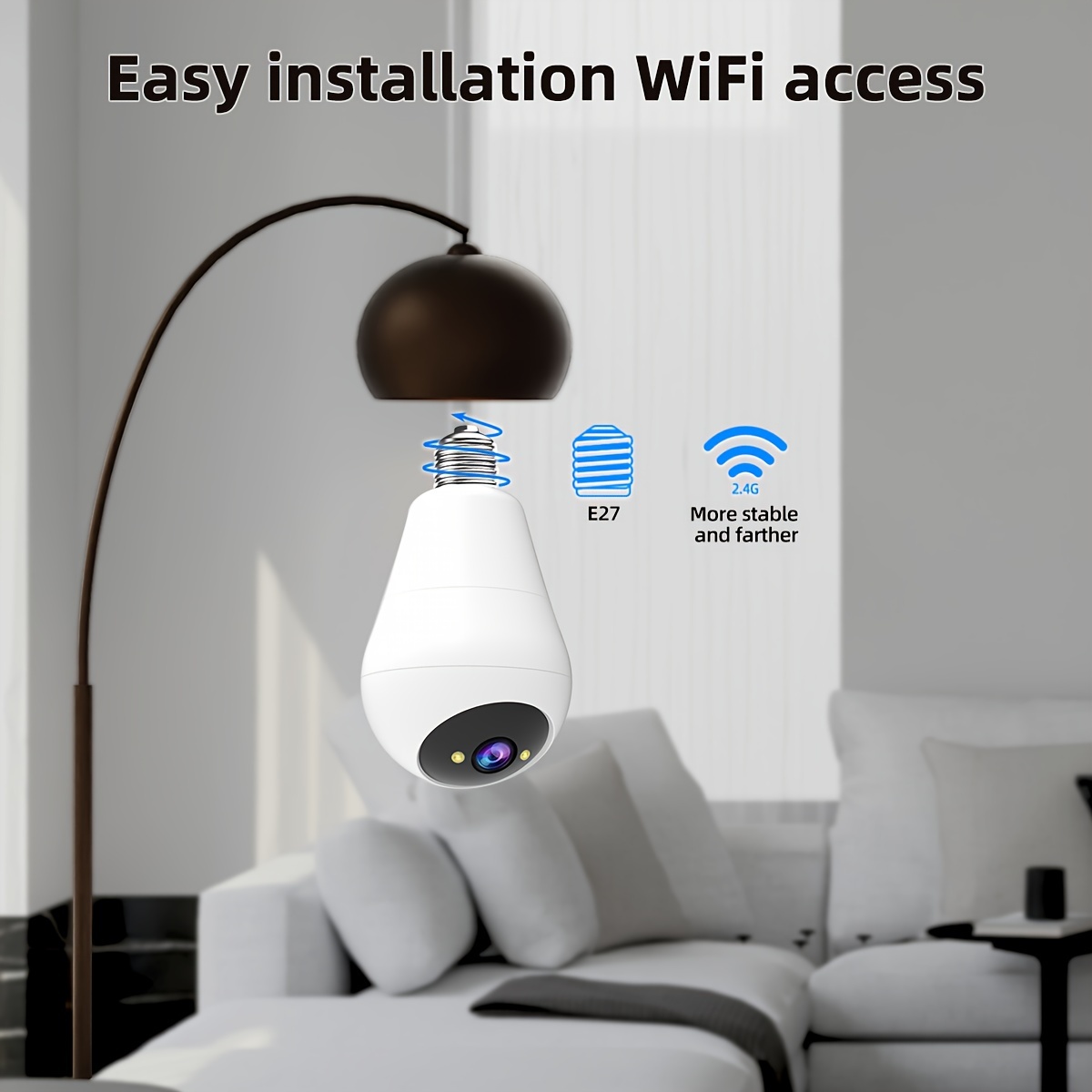 JOOAN Smart HD WiFi Camera with Built-in Light - 3MP E27 Bulb, Day & Night Full Color, Audio Alarm for Nursery/Street/Garage, Home, Suitable details 4