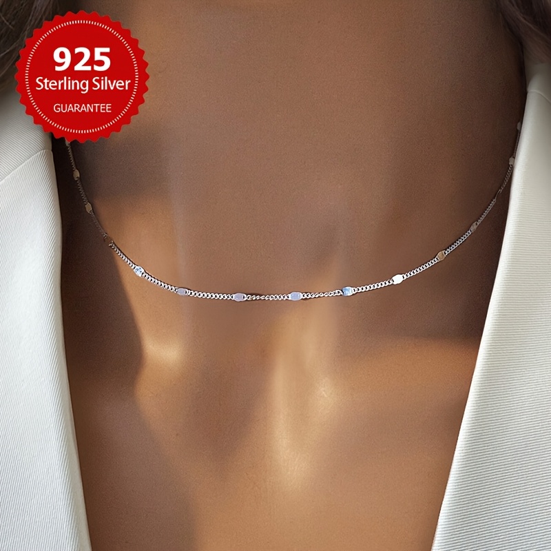 925 Sterling Silver Spacer Sequin Necklace