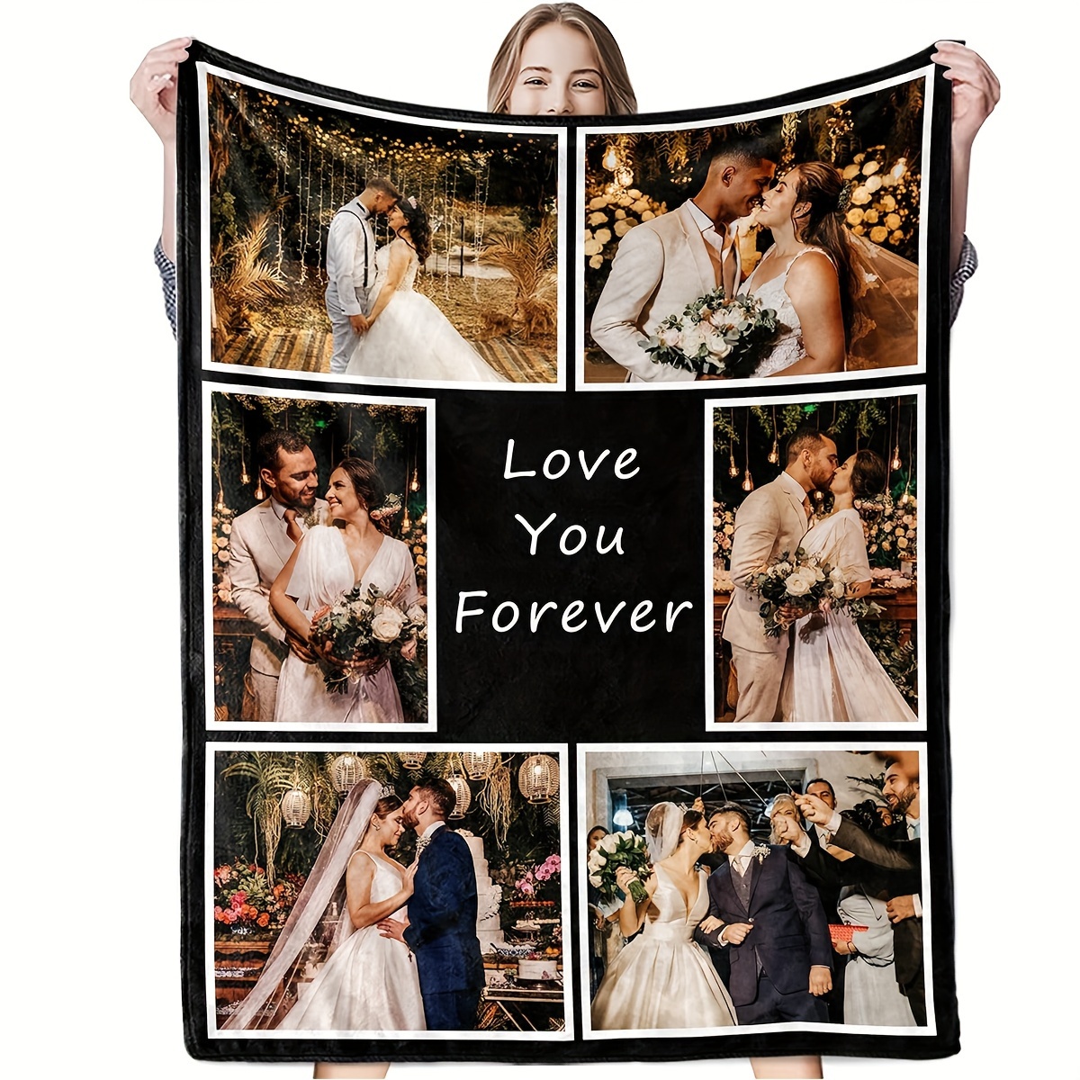 

Custom Photo Blanket - Personalized Wedding Anniversary Gift For Your Loved One, Lightweight Flannel Throw For Sofa, Bed, Travel, Camping, Living Room, Office - Soft & Warm Digital Print Fabric