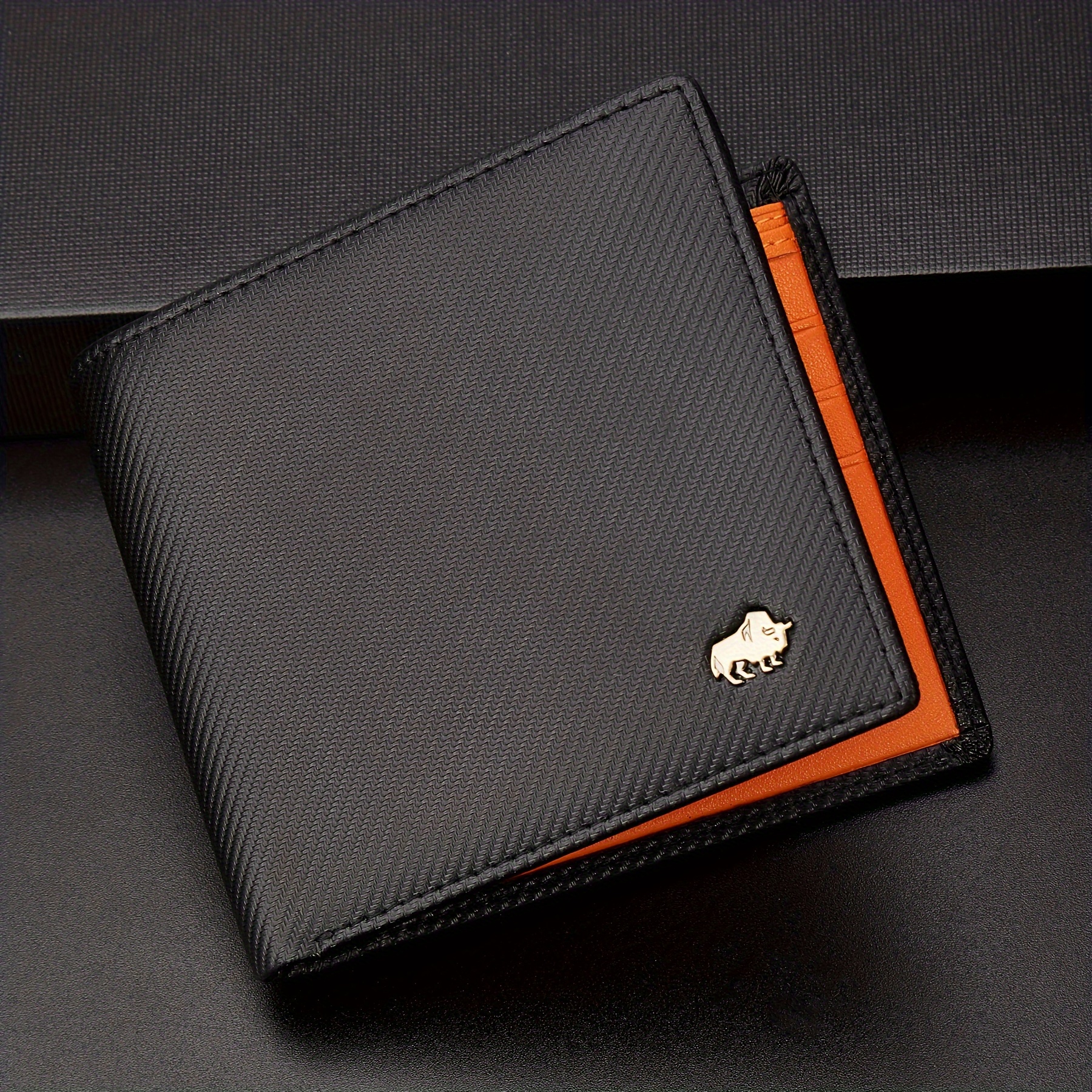 

1pc Men's Carbon Fiber Rfid Blocking Card Holder, With Id Window Coin Zipper Bag, Bifold Wallet Gift For Men