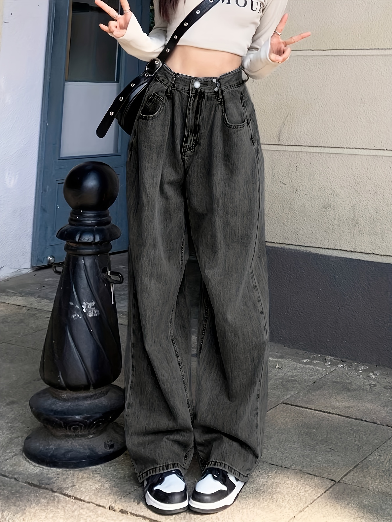 Adjustable black baggy pants, Women's Fashion, Bottoms, Other