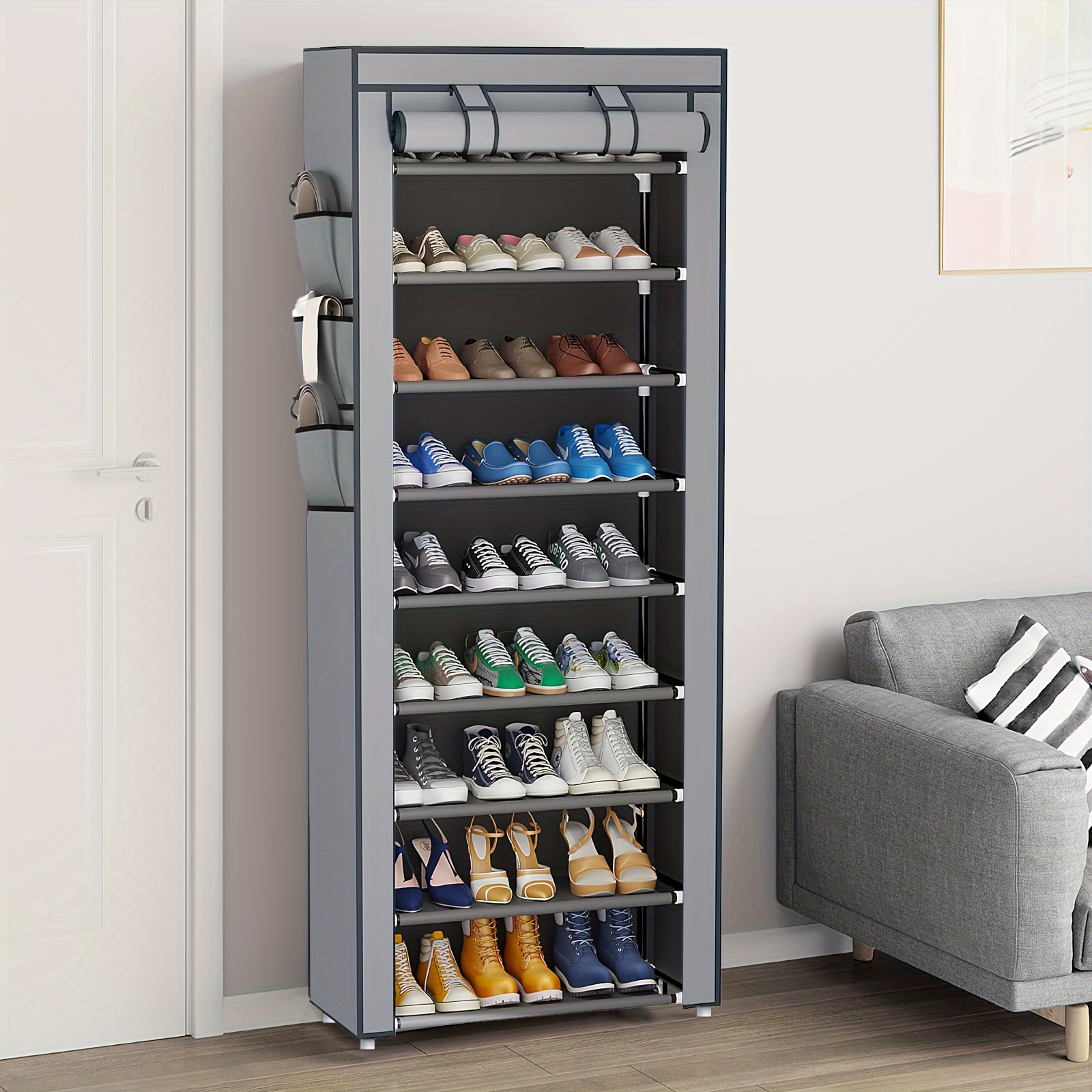 

8/10 Layer Shoe Cabinet With Dust Cover, Non-woven Space-saving Shoe Rack With Large Capacity, Easy To , Portable Shoe Cabinet, Suitable For As Entrance, Storage Rack, Home And Dormitory Storage