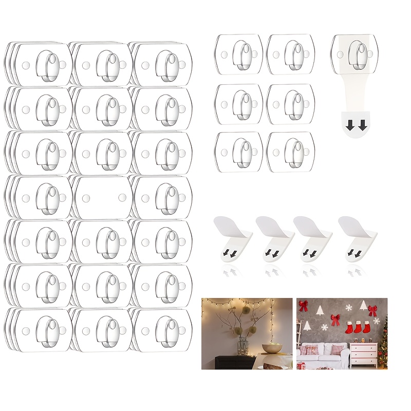 TEMU 100 Mini Clips For Christmas Lights - Adhesive Wall Clips For Hanging String Lights, Ideal For Indoor And Outdoor Holiday Decorations