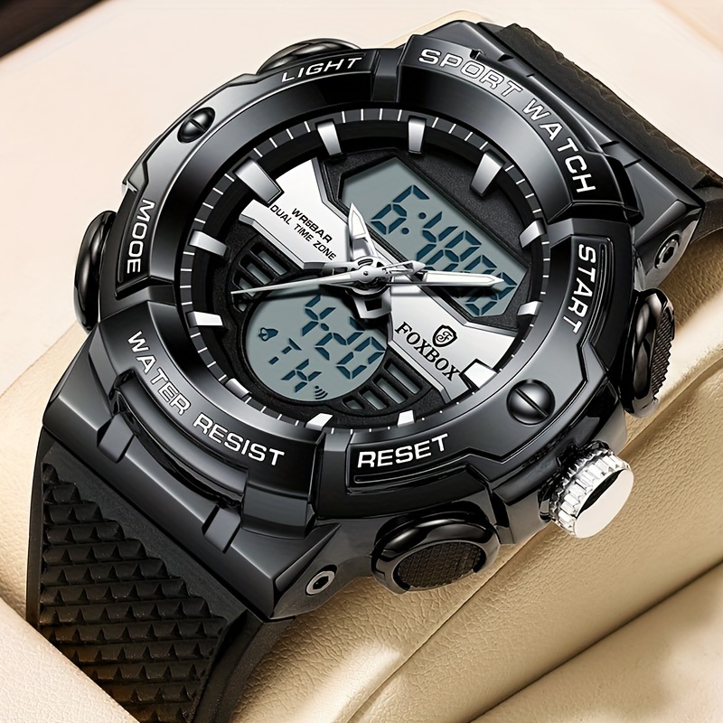 

Fashion Multi-functional Men's Watch, Luminous Calendar Digital Pointer Dual Display Waterproof Outdoor Sports Wristwatch