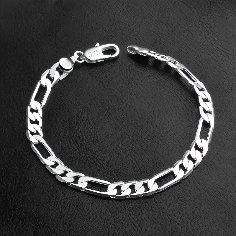 

Elegant Simple 925 Silver Plated Chain Bracelet, Unisex Fashion Jewelry - 4mm Width Daily Accessory