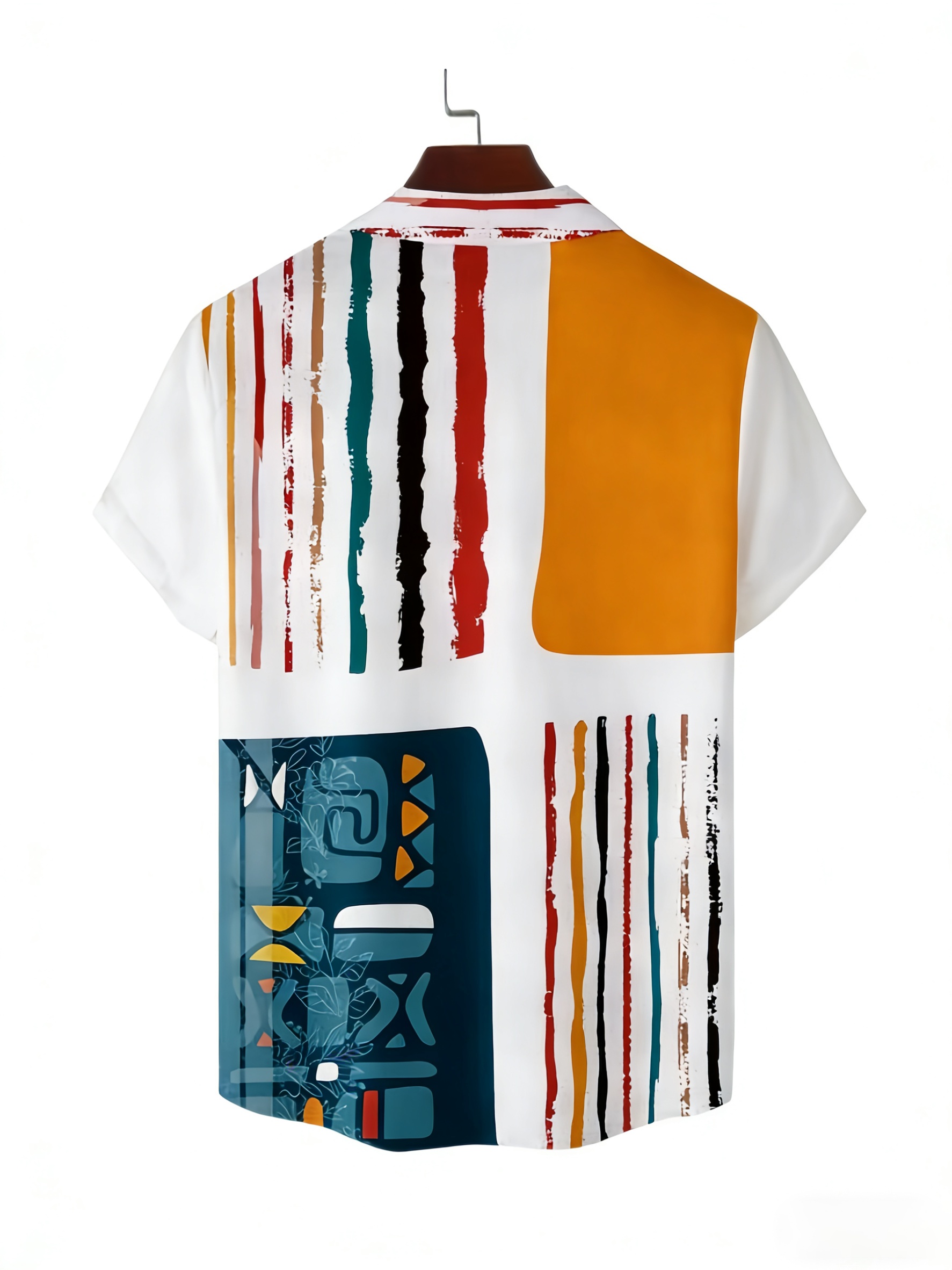 Men'S Vintage Shirt with a Stand Collar And Button Front, Made from Non-Stretch Fabric - Suitable for Both Formal And Casual Occasions - Available in Orange, Blue, Black, White