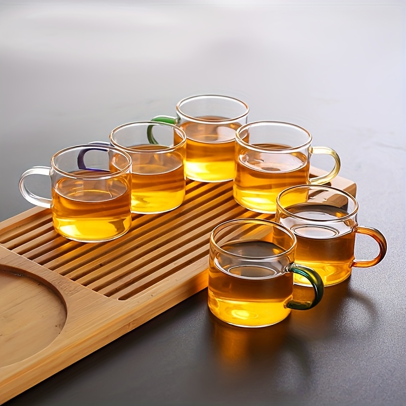 TEMU Espresso Cups Set Of 6pcs, Glass Espresso Coffee Cups, Small Espresso Mugs With Handle For Hot Or Cold Latte, Tea, Gift For Espresso Lovers, Microwave Dishwasher Safe