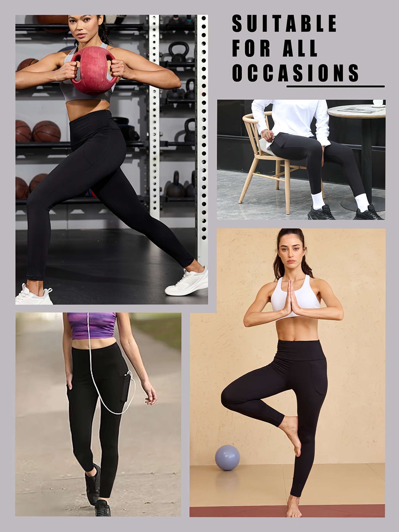 3 Pack Leggings Super Macias com Bolsos para Mulheres 3