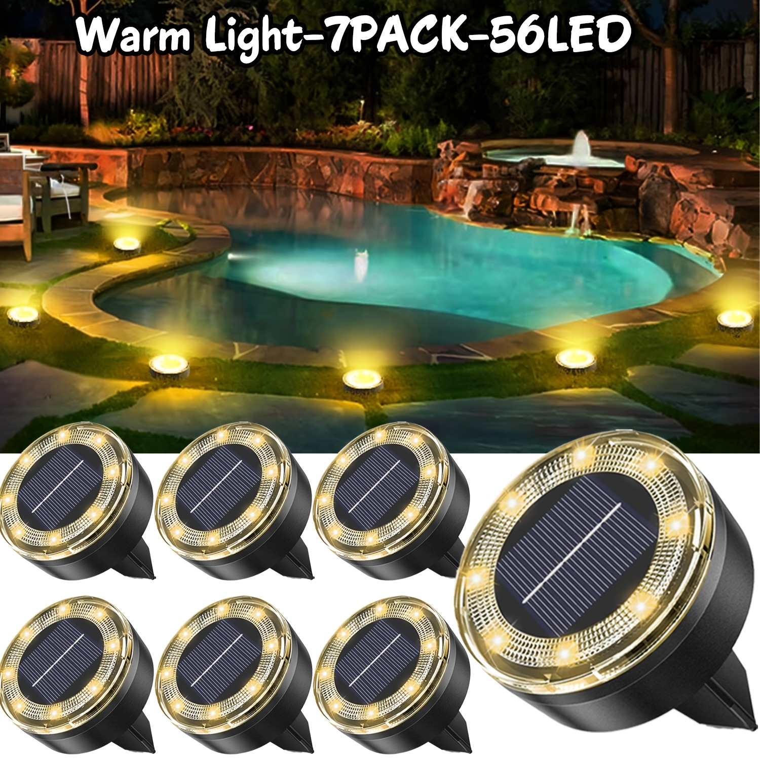 56led 40led Solar Ground Lights, 7/5-pack Solar Statue Lights, Ip44 Outdoor Decorative Lights, Upgraded Led Flat Landscape Lighting, Suitable For Outdoor , Gardens, Courtyards, And Driveways