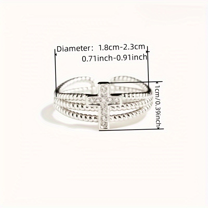 Adjustable Layer Cross Ring KC Golden Plated Synthetic Stone