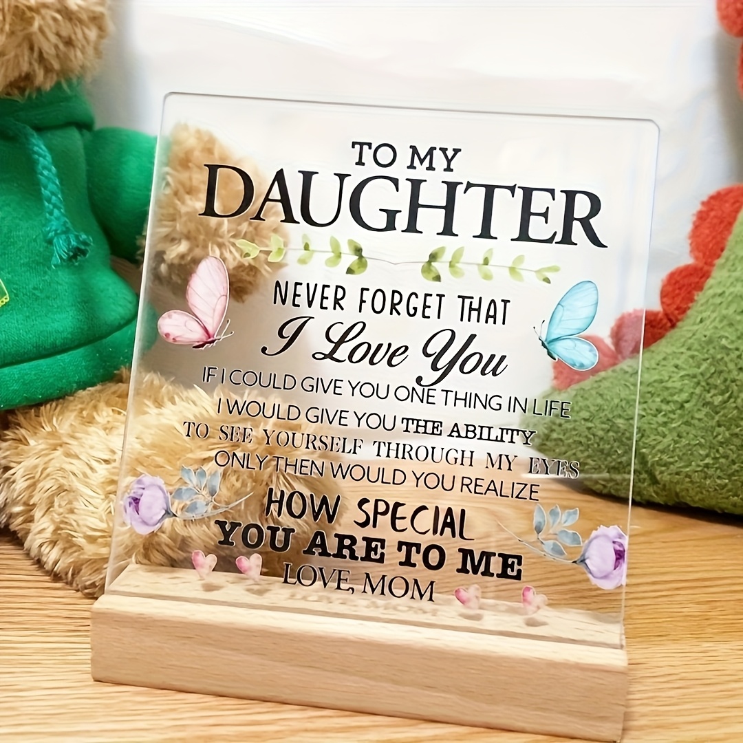 TEMU 2d Flat, 1pc Mother To Daughter Gift - Birthday, Christmas, Easter, Or Graduation Present - Floral Desk Decoration With "to My Daughter" Message